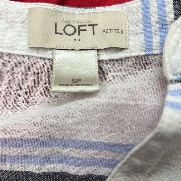 SzPS Loft Striped V-Neck Long Sleeve 3/4 Sleeve Top - Picture 5 of 5